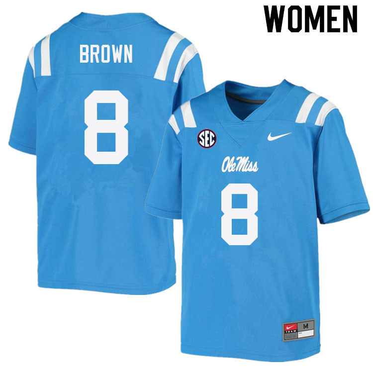 Women #8 Troy Brown Ole Miss Rebels College Football Jerseys Sale-Power Blue - Click Image to Close